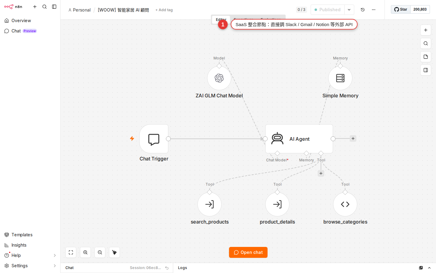 Seven-node view of a smart home AI advisor workflow
